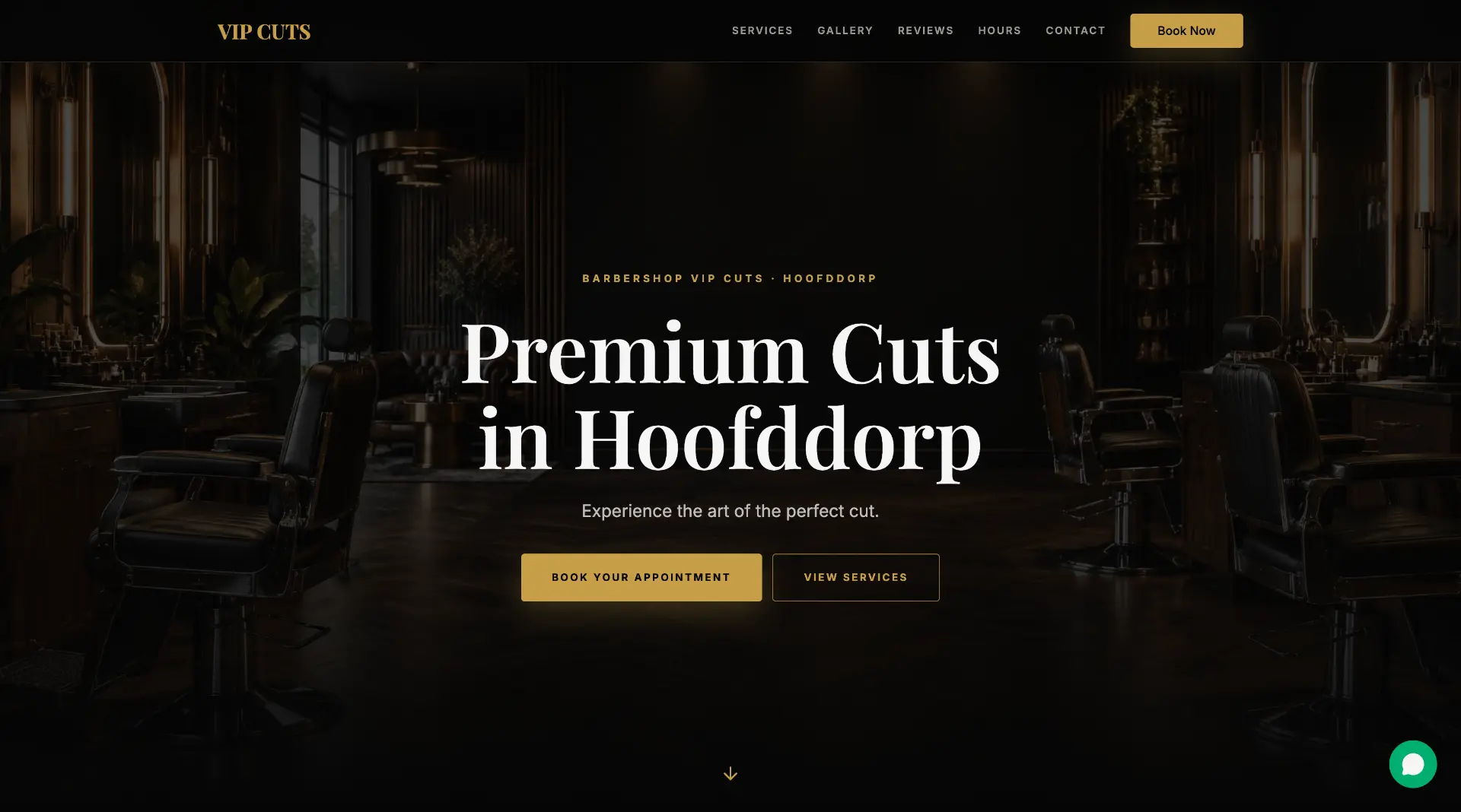 Barbershop VIP Cuts website — homepage